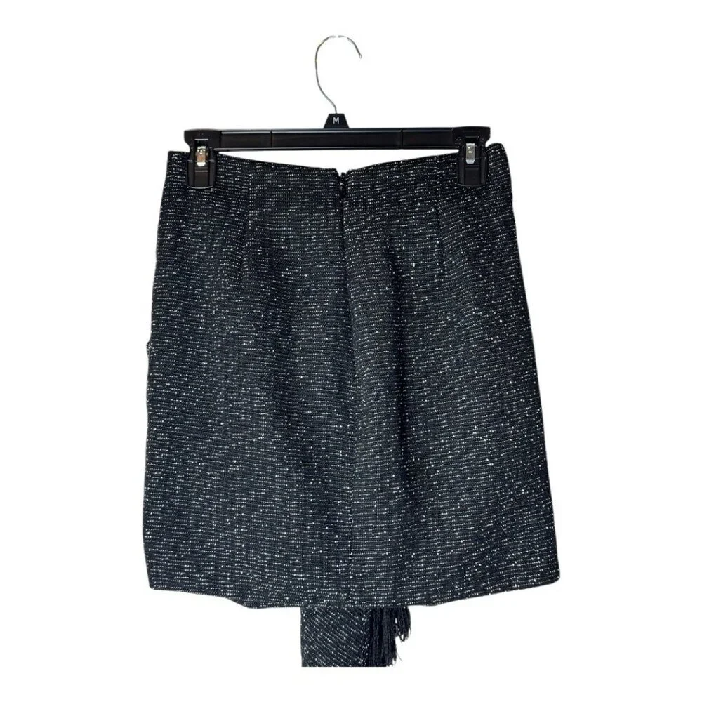 House Of CB‎ Skirt Women Small Black Tweed Draped Fringe Mini Sexy Preppy - Picture 5 of 10